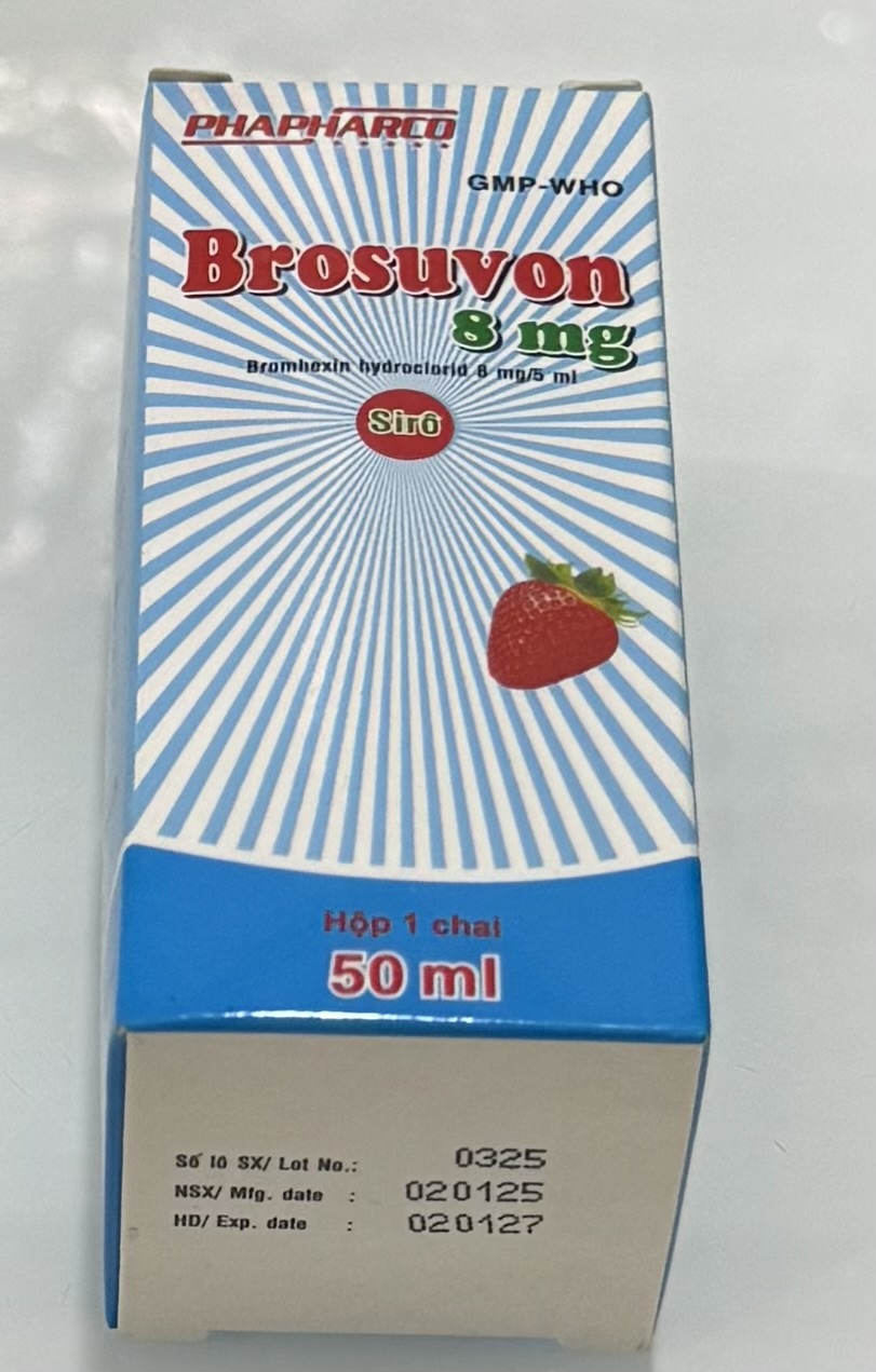 Brosuvon 8mg H/1 chai siro 50ml ( thuốc Long đờm Bromhexin)