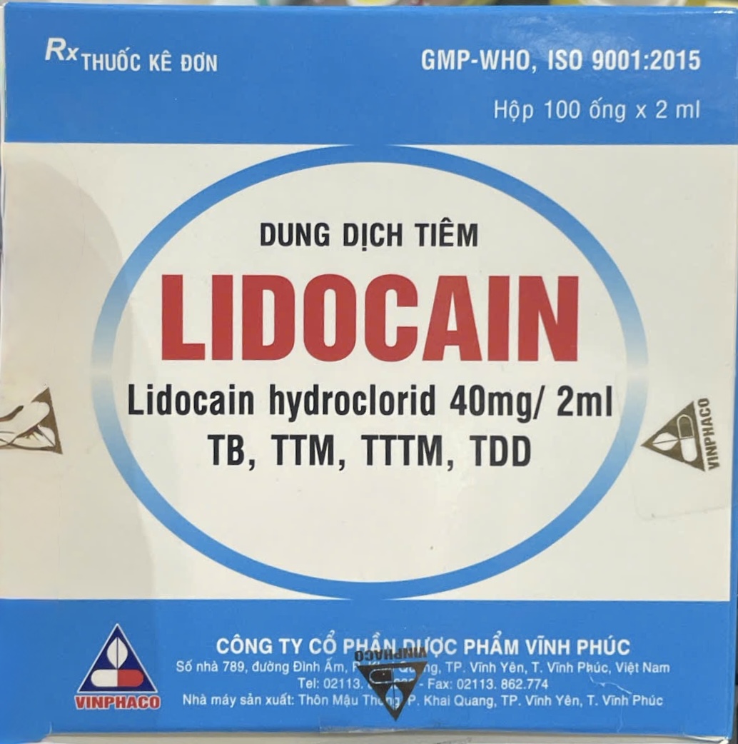 Lidocain 40mg/2ml Vĩnh Phúc H/100 ống